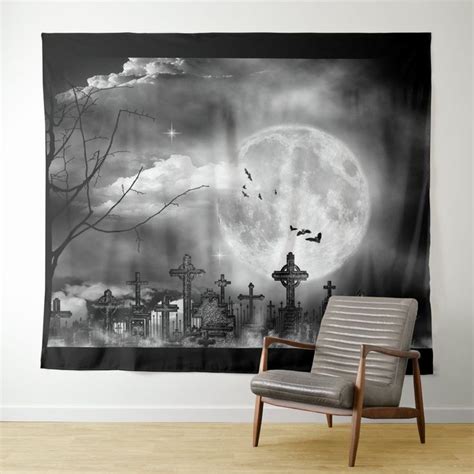 night flight gothic full moon graveyard art tapestry zazzle tapestry art antonio mora artwork