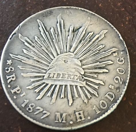 1877 Eight 8 Reales Mexico Silver Coin Rare Pi Mh Silver Coins
