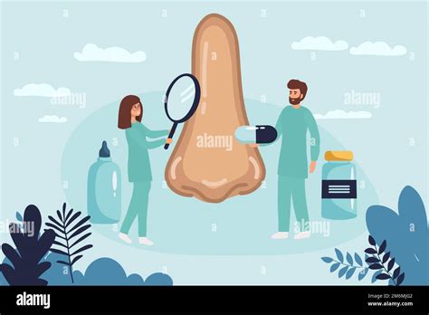 Doctors check health of nose, breathing organ. Surgery rhinoplasty