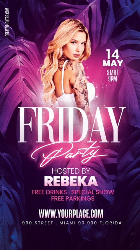 Friday Party Flyer Template Night Club Design Creative Flyers