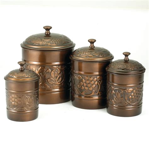 Wholesale 4 Piece Antique Embossed Heritage Canister Set Canister