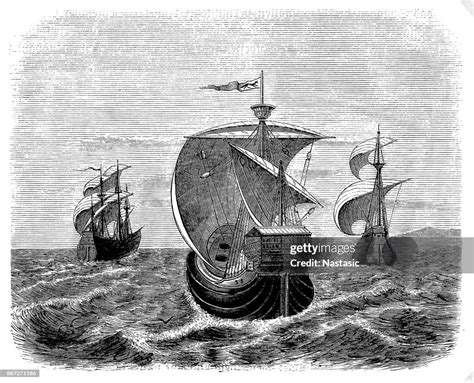 Nina Pinta And Santa Maria Christopher Columbus Ships High Res Vector