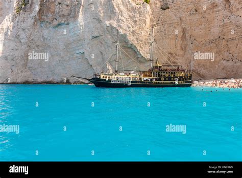 Zakynthos Greece September 27 2017 Cruise Ship In Shipwreck Bay On