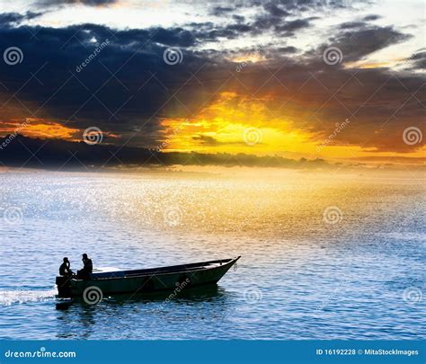 Fisherman On The Sea Stock Photo Image Of Boat Wave 16192228