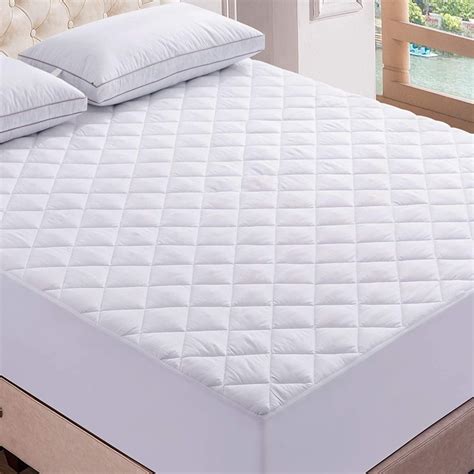 Quilted Mattress Pad King White Stretchable Mattress Topper