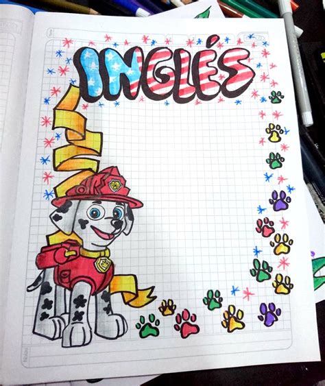 Carátulas Marcos Bordes Portadas Para Niños Cuadernos Inglés Paw