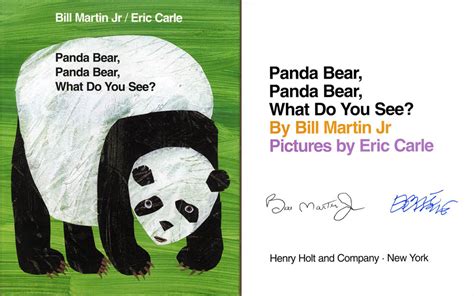 Eric Carle Bill Martin Signed Hc Panda Bear What Do You See Psadna