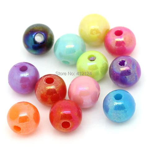 500pcs Mixed Ab Color Round Acrylic Spacer Beads Jewelry Component 6mm