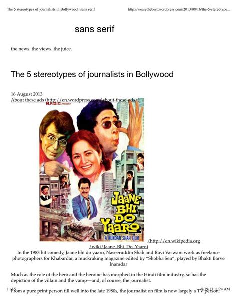 The 5 Stereotypes Of Journalists In Bollywood Sans Serif Docslib