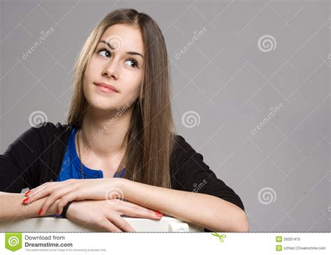 Cute Young Brunette Teen Girl Stock Image Image Of Choosing Smiling