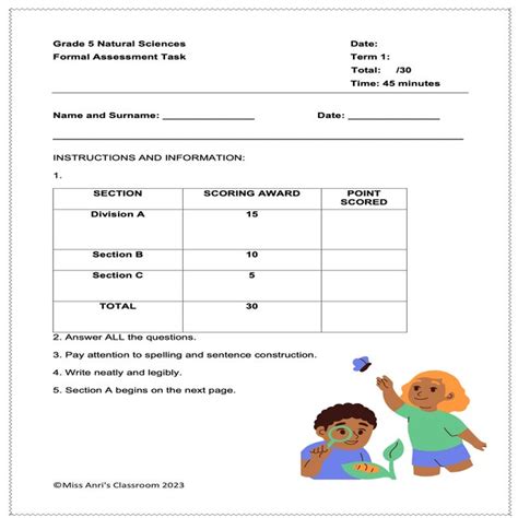 Grade 5 Natural Sciences Term 1 Assessments Teacha