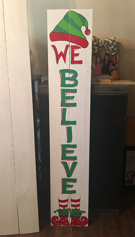 Believe Christmas Porch Sign Christmas Signs Wood Christmas Decor
