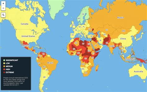 Map With The Worlds Most Dangerous Countries Asabbatical