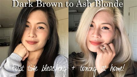 First Time Bleaching My Hair At Home Dark Brown To Ash Blonde Using