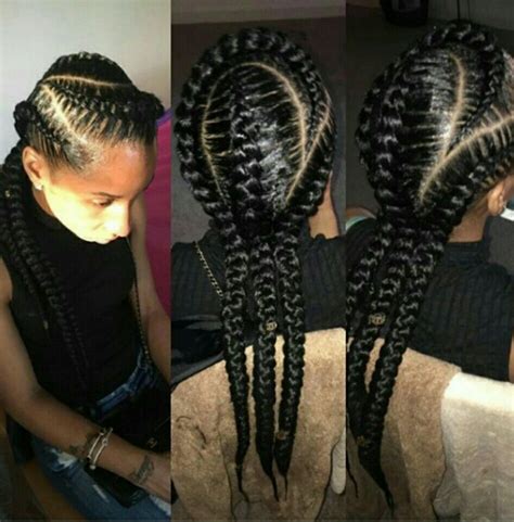 How to cornrow braid your hair. 3 feed in cornrows!! I like!! | Feed in braids hairstyles ...