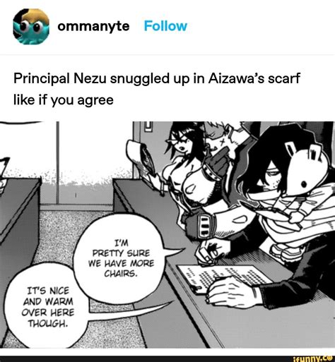 Principal Nezu Snuggled Up In Aizawas Scarf Like If You Agree Ifunny