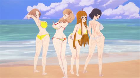 Rule 34 3d 4girls Ann Takamaki Beach Bikini Haru Okumura Koikatsu