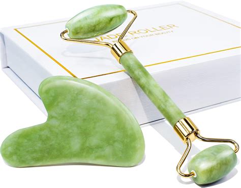 Baimei Jade Roller And Gua Sha Tool Facial And Neck Massager Gua Sha Soothes Calms And