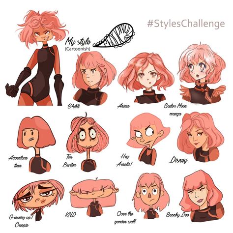 The Character Sheet For Style Challenge Which Includes Pink Hair And