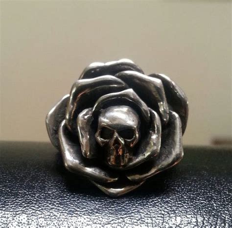 Skull Rose Ringcool Ladies Skullsterling Silversteampunk Etsy In 2021