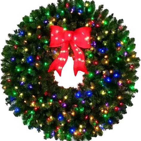 4 Foot Incandescent Multi Color Christmas Wreath With Large