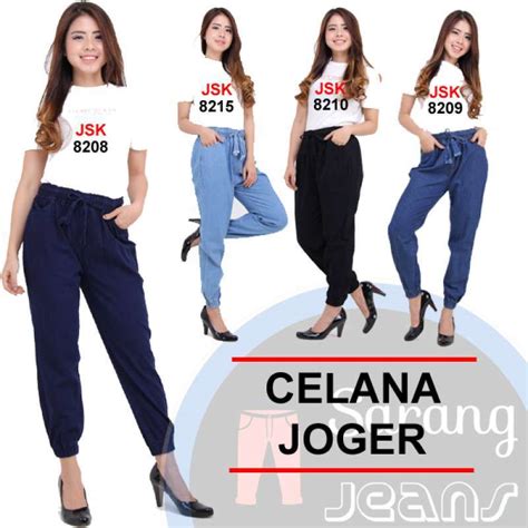 Jual Celana Panjang Joger Jeans Wanita Celana Jogger Panjang Pinggang Karet Kaki Karet All Size