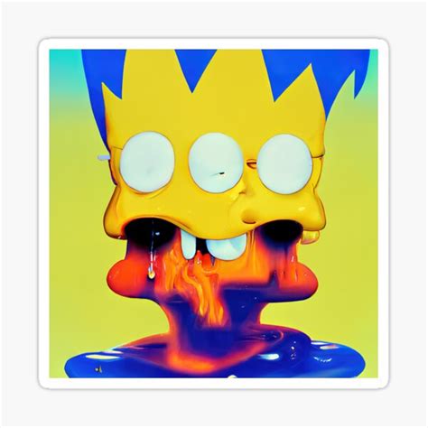 Bart Says Hello Melties Psychedelic Pop Culture Digital Art Sticker