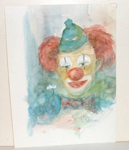 W Osborne Original Watercolor Clown Painting Clown Painting