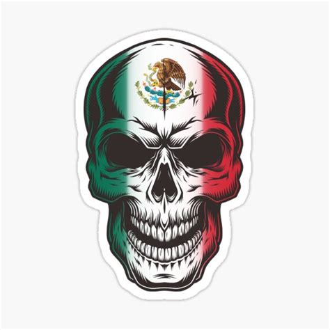 Mexico Flag Skull Sticker For Sale By Goodspy Redbubble