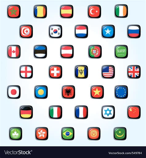 World Flags Icons Royalty Free Vector Image Vectorstock