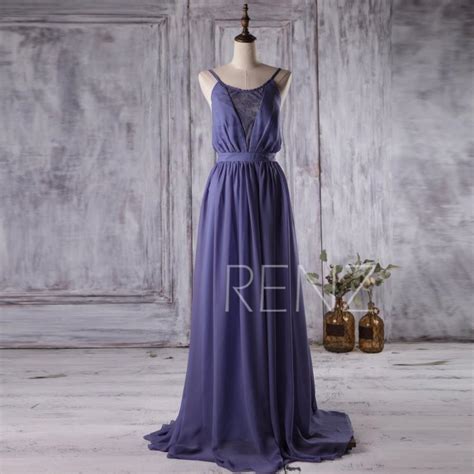 2016 Dark Blue Bridesmaid Dress Lace Neck Wedding Dress Spaghetti