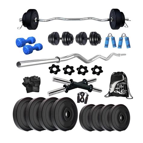 Bodyfit 26kg Weight Plates 3ft Curl Rod Home Gym Dumbbell Exercise Set