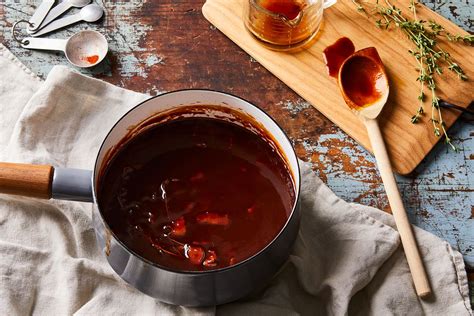 The newly formulated weber bbq sticks to my food, and it made mopping or brushing the chicken with additional bbq sauce unnecessary. Peach, Bacon & Bourbon BBQ Sauce Recipe on Food52