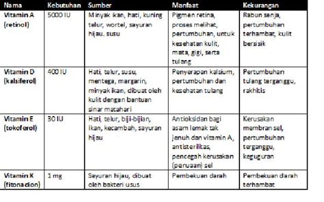 (5) vitamin yang larut lemak disimpan lama di dalam tubuh. Biohealthyfood: Zat-zat Makanan yang Diperlukan Tubuh