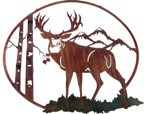 Rustic Metal Wall Art Mule Deer With Aspen 26 Rustic Artwork By