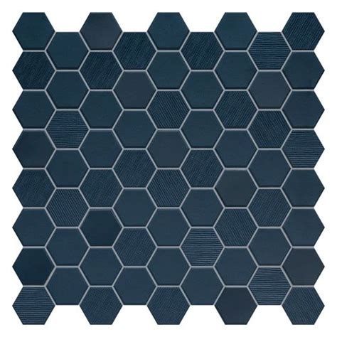 Hexa Deep Navy Hexagon Mixed Mosaic Blue Hexagon Tile Blue Bathroom