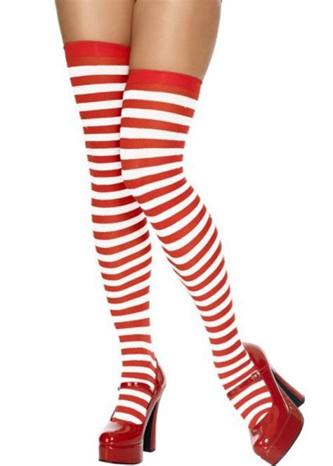 Witch Red And White Striped Stockings Striped Knee High Socks