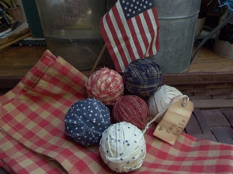 Red White And Blue Rag Balls Americana Fabric Ball Bowl Etsy