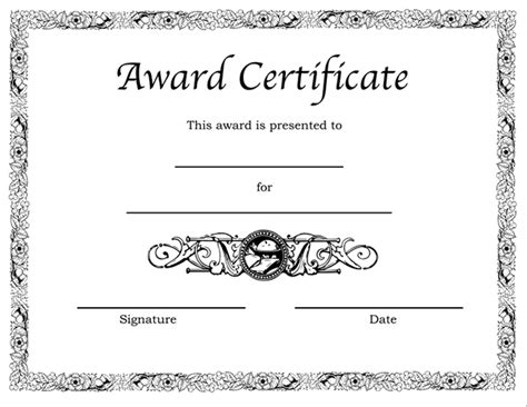 Each award certificate has a nice border around it and you can fill in the important information such as the name of the person who took the class, the date of the class, and finally a teacher can sign off on the certificate. Blank Certificates