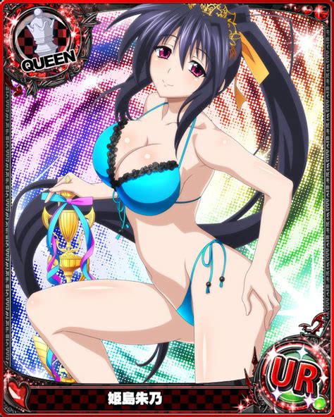 Himejima Akeno High School Dxd Tagme 1girl Aqua Bikini Bikini Black Hair Breasts Card