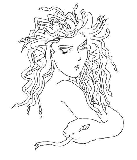 Instant download and ready to print, color, and frame (and get addicted to). Beautiful Medusa the Gorgon Coloring Page - NetArt