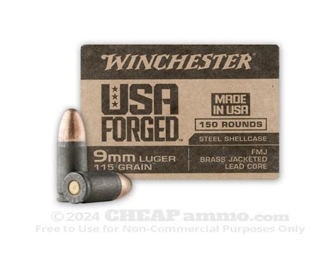 Winchester Forged 9mm Luger 9x19 Ammo For Sale 115 Grain Full Metal