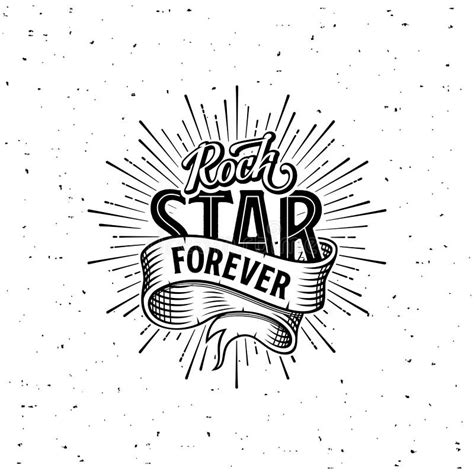 Rock Star Forever Lettering With Star Guitar Ribbon Stock Vector