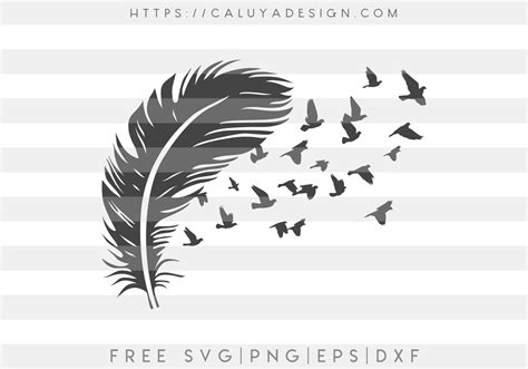Free Feather with Bird SVG, PNG, EPS & DXF by Caluya Design