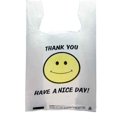 100 Pc Carry Shopping Plastic Bags 20 X 30cm Smiley Smiling Smile Face