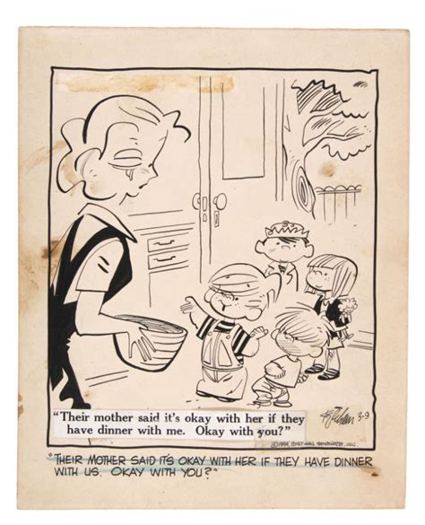 hake s dennis the menace 1954 daily panel cartoon original art by hank ketcham