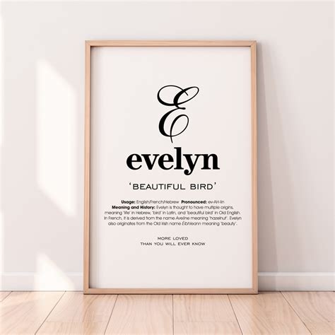 Evelyn Name Meaning Printable Name Art Modern Nursery Decor Etsy