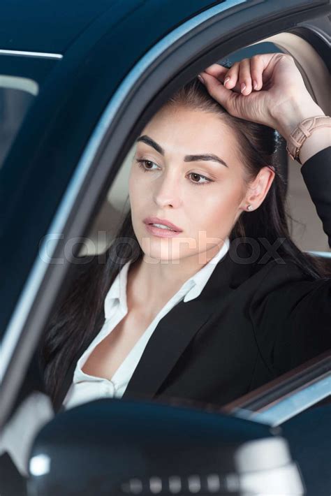 woman driving car stock image colourbox