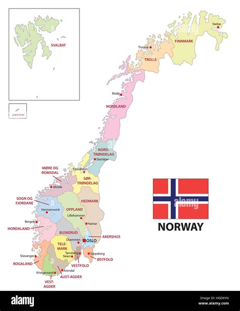 Norway Administrative And Political Map Stock Vector Image Art Alamy