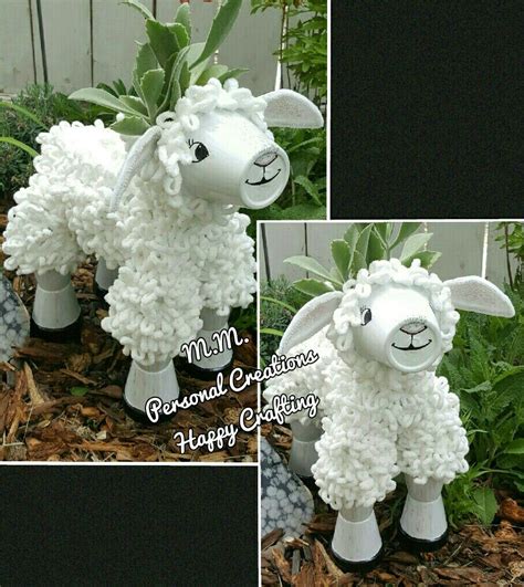 Made A Cute Little Lamb From Clay Pots Flower Pot Crafts Terra